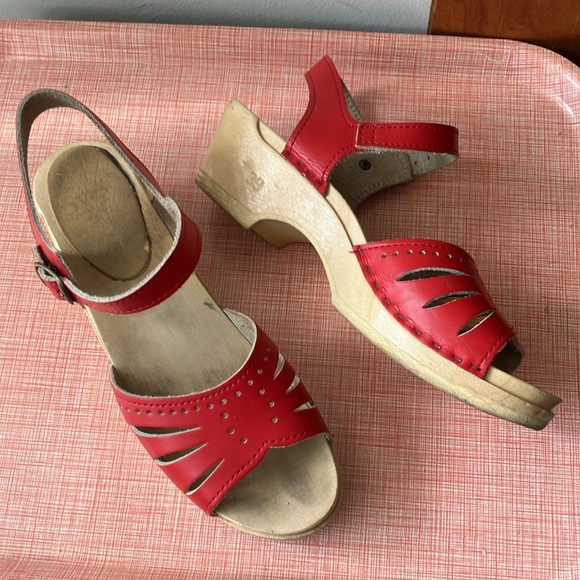 Sven red leather sandals clogs size 39 - Picture 11 of 11